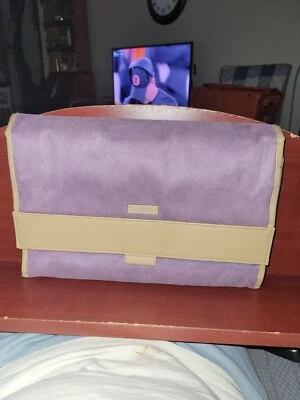 Modella Lavender Suede Cosmetic Bag 4 Zippered Pockets - Image 1 of 3