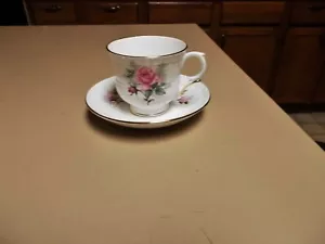 ANTIGUA TAZA Y PLATILLO PORCELANA HUESO FINO CORONA STAFFORDSHIRE INGLATERRA BONITO - Imagen 1 de 5