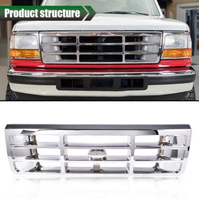 Fit For 1992-1997 Ford F150 F250 F350 F53 F59 Bronco F Super Duty Central Grille - Image 1 of 4