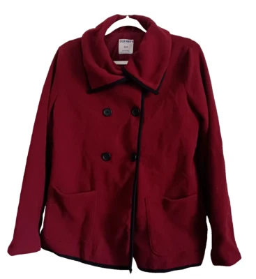 Old Navy Womens Pea Coat Size S Red Double Breasted Long Sleeve Pockets - Image 1 of 4