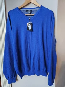 Foxcroft Sweater XL New NWT Blue Cashmere Mens Pullover V-Neck Foxcroft - Picture 1 of 5
