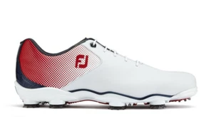NEW FootJoy [9] Medium Men’s DNA Helix Spikes Golf Shoes-Red/White/Blue 53317 - Picture 1 of 3