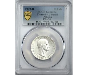 10 Lek ALBANIE 1939 PCGS AU Detail - Imagen 1 de 2