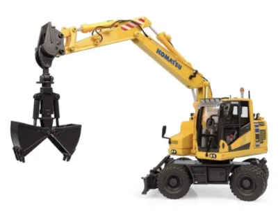 Universal Hobbies ~ Komatsu PW148-11 Wheeled Excavator (Bucket & Clam) UH8162 - Image 1 of 4