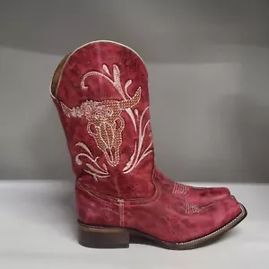 Circle G LD Bull Western Boot Red Womens Size 9.5M (READ DESCRIPTION) - Picture 1 of 10