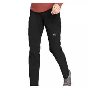 Eddie Bauer First Ascent Cargo Hiking Pants Women's 14 Stretch Zip Pockets Black - Picture 1 of 15