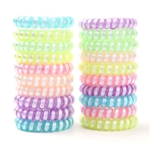 6 Fashion Spiral Shape Telephone Wire Cord Hair Accessories Bands Bracelet USA - Picture 1 of 3