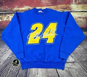 Vintage NASCAR Sweatshirt Jeff Gordon Mens Medium 90s DuPont 24 Signature Shirt - Picture 1 of 7