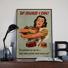 Vintage World War 2 Food Conservation Poster Print Picture A3 A4