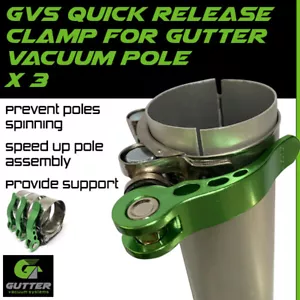 Quick Release Gutter Vacuum Pole Clamp x 3 For Aluminium Cleaning Pole Sections - Picture 1 of 5