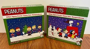 Peanuts Christmas 300/100 Piece Jigsaw Puzzles Charlie Brown Snoopy Lot ~ NEW - Picture 1 of 12