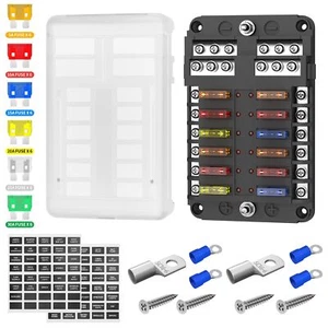 DaierTek 12 Way Fuse Block 12 Volt Blade Fuse Block with LED Indicator 12 - Picture 1 of 6