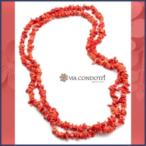 Collana lunga Corallo rosso Bambù rametti grezzi doppio giro da 80 cm regolabile - Foto 1 di 9
