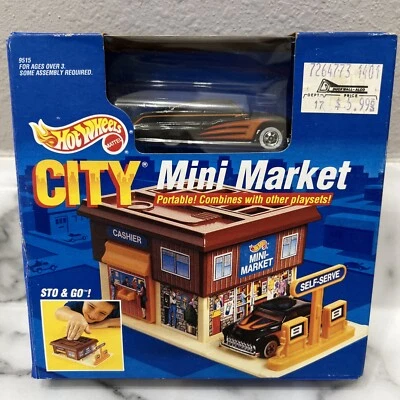 Mattel Hot Wheels City Mini Market Playset Vintage 1990 91 Black Passion NEW - Image 1 of 4
