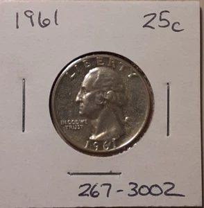 1961 25C US Philadelphia Mint Washington Quarter 90% silver (#267-3002) - Picture 1 of 3