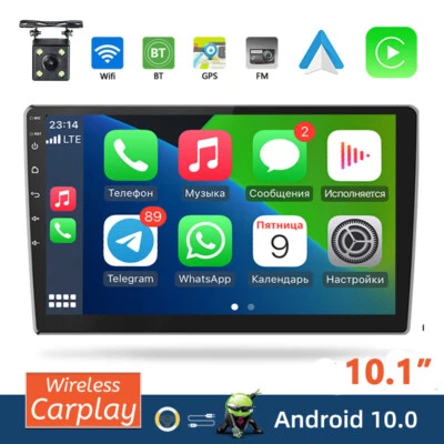 10.1" Android 10 Car Stereo Apple/Andriod Carplay Radio GPS WiFi FM 2Din Camera - Image 1 of 4