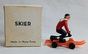 Vintage MARX Plastic Toy Skier Skiing Figurine Ski Hong Kong with Box - Picture 1 of 9
