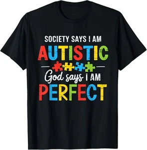 Society Says I'm Autistic Autism Awareness Month Christian T-Shirt - Picture 1 of 5