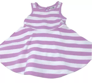 NWOT Janie and Jack Baby Girls 12-18 Month Purple Striped Dress with Cutout Back - Picture 1 of 8