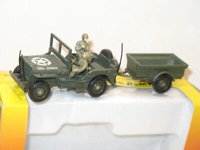 Solido, Jeep Willys Militare Con 2 Soldati E Rimorchio, Serie Americano Am - Immagine 1 di 4