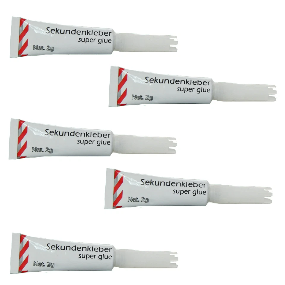 5x 2g Tube Sekundenkleber EXTRA STARK Kunststoff, Glas, Keramik 5er Set - Bild 1 von 1