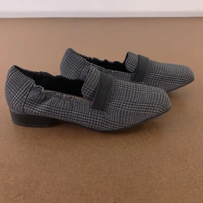 Zapato para mujer Clarks talla 7,5 W negro gris a cuadros Tilmont Eve mocasín plano nuevo con etiquetas Foto 1 de 4