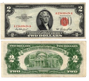 US $2.00 (Red Seal) US Note - Series 1953 - VF - Picture 1 of 1