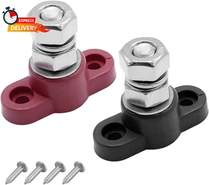 2PCS 3/8" 12V Car Single Stud Battery Junction Posts Block, Heavy Duty Auto Powe - Picture 1 of 12