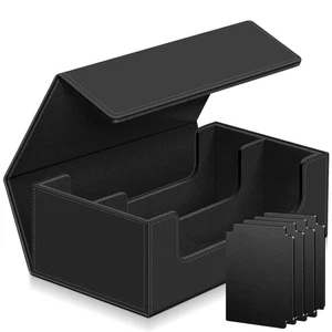 1200+ Card Deck Case for Trading Cards, Leather Commander Card Storage Box Ma... - Picture 1 of 6
