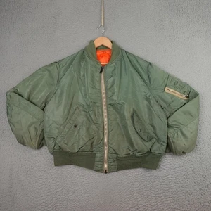 Vintage Alpha Industries Flight Jacket Green Bomber MA-1 Flyers Military 60s - Picture 1 of 18