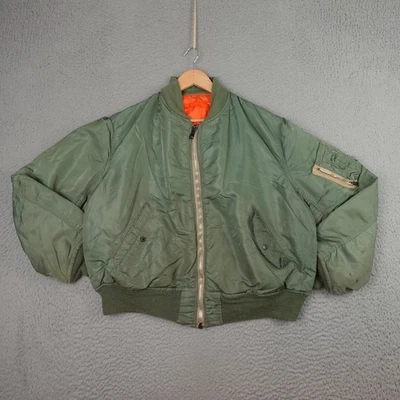 Vintage Alpha Industries Flight Jacket Green Bomber MA-1 Flyers Military 60s - Image 1 of 4