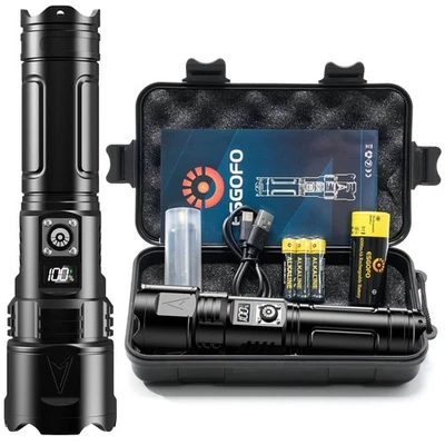 Esgofo LED Taschenlampe Extrem Hell 1000000 Lumen USB C Aufladbar, Große Reic...