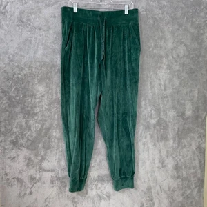 Victoria's Secret Velour Jogger pants women’s L Green Loungewear Pockets Comfort - Picture 1 of 10