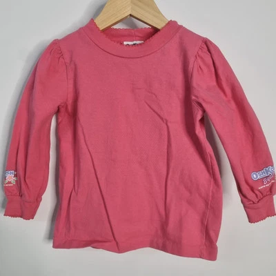 Camisa De Colección OshKosh Bgosh Rosa Manga Larga Flores Deletrear Hombro Abullonado Talla 3T Foto 1 de 4
