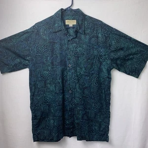 JOHARI WEST HAWAIIAN FLORAL SHIRT BUTTON DOWN SHORT SLEEVE ALOHA XLT BLUE - Picture 1 of 5