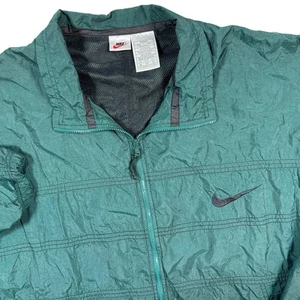 Vintage Nike Windbreaker Jacket Men’s Large Green White Tag Swoosh Retro 90s - Picture 1 of 10