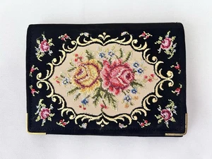 Portafoglio vintage compatto floreale porta banconote petite punto ago pochette con specchio - Foto 1 di 7
