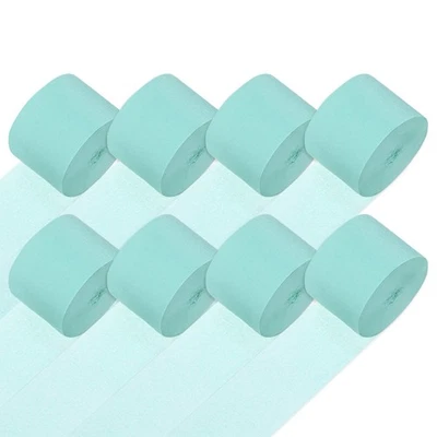 8-Rolls 656ft Crepe Paper Streamer for DIY [Ice Blue-1.8 Inch x 82 Ft/Roll] Foto 1 de 4