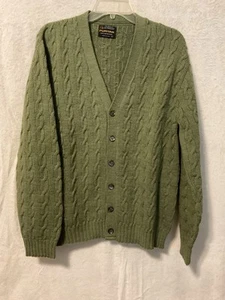 Cárdigan puritano vintage para hombre talla mediana verde 100 % lana virgen abuelo - Imagen 1 de 7