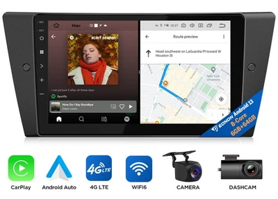 CAM+DVR+For BMW 3 Series E90 E91 E92 E93 9" Car Radio GPS Android 13 6+64 Stereo - Image 1 of 4