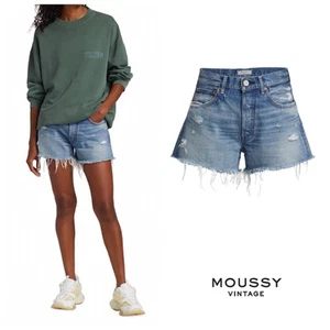 Moussy Vintage MV Calumet High Rise Denim Shorts Distressed Neu mit Etikett Größe 29 - Bild 1 von 13