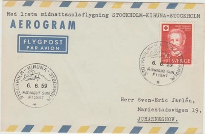 Sweden 1959 Used Aerogramme with '59 Red Cross issue postage & special postmark - Image 1 of 2