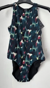 BNWT M&S GOODMOVE MULTICOLOURED PRINT HIG NECK SWIMSUIT 12 14 22 - Picture 1 of 3