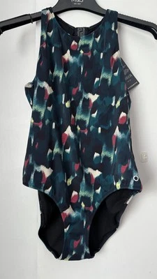 BNWT M&S GOODMOVE MULTICOLOURED PRINT HIGH NECK SWIMSUIT 12 14 22 - Image 1 of 3