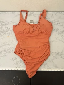 Anne Cole Women's One Piece Swimsuit Size XXL Orange Padded Bra Ruched Side K2 - Picture 1 of 6