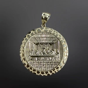 10KT Gelbgold Nugget Letztes Abendmahl runder Anhänger, brandneu 10KT Gold Anhänger - Bild 1 von 8