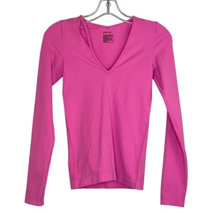 Helmut Lang pink V-neck LS stretchy blouse women's size XS/S - Picture 1 of 9