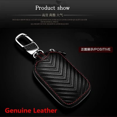 Genuine Real Leather Auto SUV Key Holder Bags Car Key Purse Key Cases Black - Image 1 of 4
