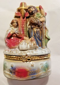 Portagioie presepe ceramica Gesù Maria Giuseppe mangiatoia croce stella - Foto 1 di 4