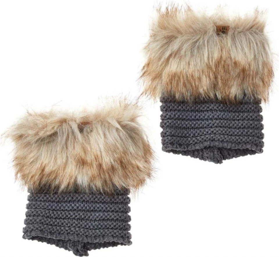 BEARPAW Comfort Tejido Imitación Piel Bota Toppers Carbón NUEVO (35) Foto 1 de 1